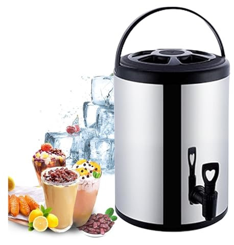 Dispensador de agua aislado de acero inoxidable con grifo, para camping, al aire libre, deportes, enfriador, para fiestas, para mantener el calor y el frío (negro, 12 L)