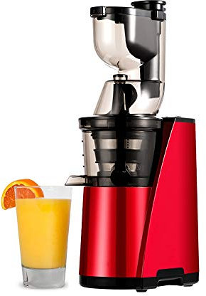 Masticating Juicer Machine with Quiet Motor - 150W Commercial Electric Slow Juicer in Red, Non-Drip Spout, Easy to Clean - Ideal for Healthy Juicing
