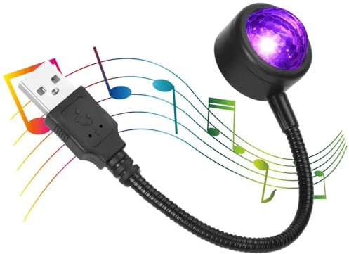 LED Roof Atmosphere Light, USB Sound Activated Star Lights Projector Night Light, LED Romantic Decorative Car Roof, 3 Colors - 9 Lighting Effects - Plug and Play for Car/Home/Party