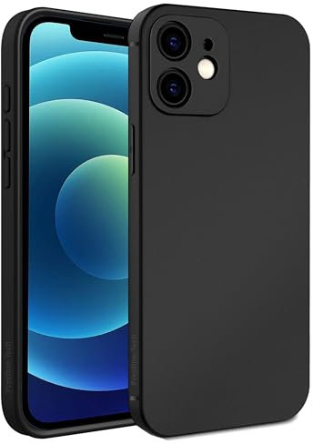 Silicone Case Compatible with iPhone 12 Case Soft Ultra Slim Protective Shockproof Liquid Silicone Phone Case,Anti-Scratch Microfiber Lining, 6.1 Black