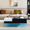 LANTRO JS Couchtisch Hochglanz, Wohnzimmertisch Weiß Hochglanz mit LED Beleuchtung Modern, Tisch Wohnzimmer, 72x72x30(cm) (Schwarze)