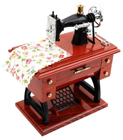 Lmzzdld Spieluhr im Nähmaschinen-Stil, Kunststoff, Mini-Spieluhr, Handkurbel, Vintage-Spieluhren, Festival-Geschenk, Neujahrsgeschenk, Geburtstagsgeschenke