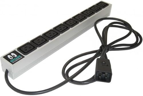 Rack-Steckdosenleiste 19 Zoll für Server, 9 IEC C19 Steckdosen, 16 A, Rackmontage, 2 m Kabel