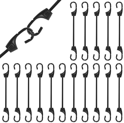 Spanngummi mit Haken 16 Stück Expander mit Haken Hohe Elastizität Gummispanner mit Haken Vielseitiger Gummiband mit Haken für Planen Netze Banner Camping