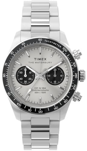 Timex Herren Chronograph Quarz Armbanduhr mit einem Lederband Waterbury Heritage