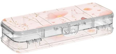 WDdZzyy Cartoon Callistephus Blush Flower Clear Pencils Box Double Deck Pen Storage Containers for Stationery Supplies with Snap-Tight Lid