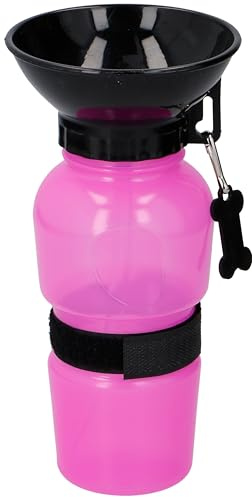 SleekAura Dog Water Bottle, 500ml Portable Pet Drinking Dispenser with Bowl, Leak-Proof Design, Transparent, Ideal for traveling and walking. (Pink, 500ml)