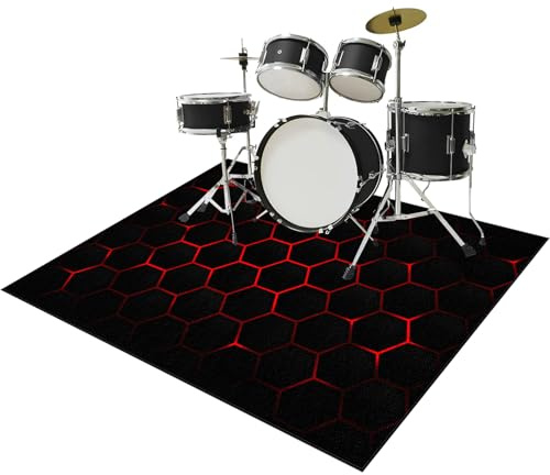 Schlagzeugteppich, Schlagzeugmatte rutschfest Schalldicht Drum Teppich Matte Innen und Außen, Elektronisches Jazz Schlagzeug Kit für Bass Snare Drum, Indoor Schallschutz Akustik Teppich 100 x 80 cm