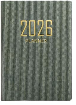 A7 Taschenkalender 2026, Terminplaner 2026, Taschen-Notizbuch und Planer, Organizer mit Reisetagebuch, Tages-Wochen-Monatsplanung, für Schule, Büro, Zuhause, Schüler Geschenkideen (Schwarzgrün)