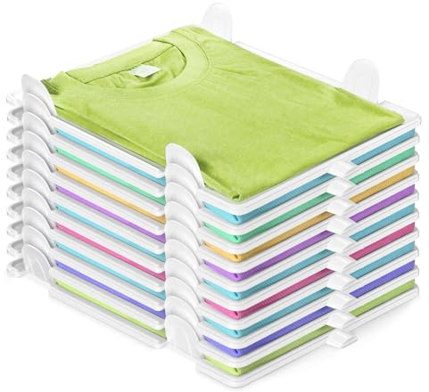 BoxLegend T-Shirt Organizer Stapelbar, 10 Stück - Kleiderschrank Organizer für T-Shirts & Hemden, Platzsparend für Erwachsene & Kinder, Stabile & Übersichtliche Aufbewahrung