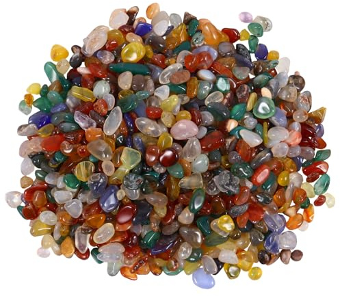 Toyvian Pierre D'agate Naturelle Polie Multicolore 300g Gravier Décoratif pour Aquarium, Remplissage de Vase et Décoration de Terrarium, Galets Quartz Cristal pour Poissons et Plantes