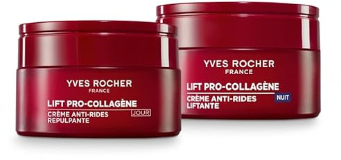 Yves Rocher LIFT Pro-COLLAGÈNE Anti-Falten Set – Tagescreme 50ml + Nachtcreme 50ml – Mit Kollagen & Hyaluronsäure – Straffende, glättende Gesichtspflege für Tag und Nacht