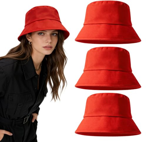 TUONYIS Fischerhut, Sommerhut, Baumwolle, Fischerhut, Unisex, verstaubar, wendbar, Outdoor, Sonne, Strand, für Jagd, Camping, Wandern, Reisen, Fußball, Einkaufen, 3 Stück