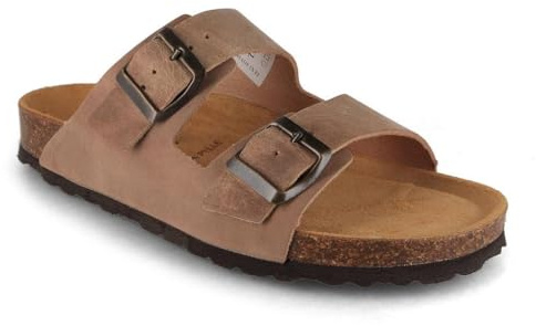 Tuffeln Leder-Sandalen Föhr mit weichem Korkfußbett Zweischnaller Pantoletten, Gr. 36-46