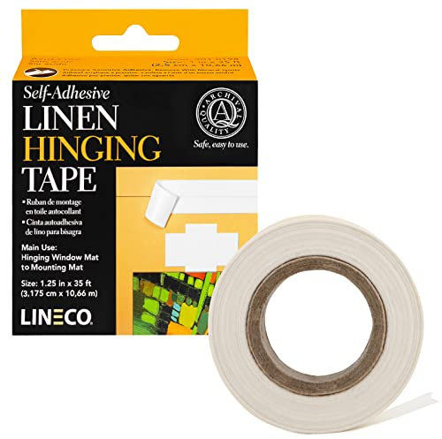 Lineco Selbstklebendes Leinen-Scharnierband, Weiß, 3,2 x 89,9 cm