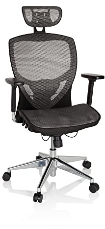hjh OFFICE 657030 Profi Bürostuhl Venus ONE Netzstoff Schwarz/Grau ergonomischer Drehstuhl, Rückenlehne höhenverstellbar