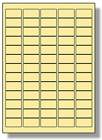 Label Planet® 65 Per Page/Sheet, 5 Sheets (325 Sticky Cream Mini Labels), Blank Plain Matt Quality A4 Coloured Stickers, for Laser/Copier/Inkjet Printer UK LP65/38C, 21.2 x 38.1 MM, Colour Coding