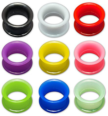 Fly Style 1 Paar Flesh-Tunnel aus Silikon - Extra weich und flexibel, Grösse:14 mm, Farbwahl:weiss