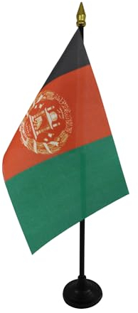 AZ FLAG - Mini Drapeau Afghanistan De Table - 15x10 cm - Drapeau Afghan De Bureau 100% Polyester Avec Hampe Point Dorée