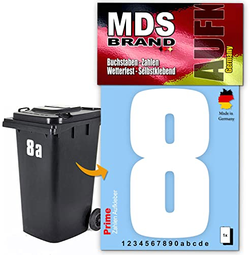 MDS Brand Prime 15cm Zahlen Aufkleber Klebezahlen Selbstklebend Hausnummer Aufkleber Weiss (8)
