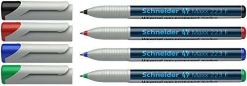 Schneider OHP-Marker 223 non-permanent F, 0,7 mm, feucht abwischbar, 4er Etui, grau