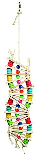 Happy Pet Rainbow Wave Wooden Bird Toy Chewing Climbing Durable Hanging Perch Fun Interactive Exercise Ladder Cage Accessory for Parrots Cockatiels