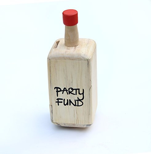 IVEI Wooden Piggy Bank Bottle Shaped Money Box - Piggy Bank for Adults - Handmade Wooden Coin Bank for Party Fund - Money Storage Box - Wooden Money Bank - Wooden Piggy Bank with Lock - Orange