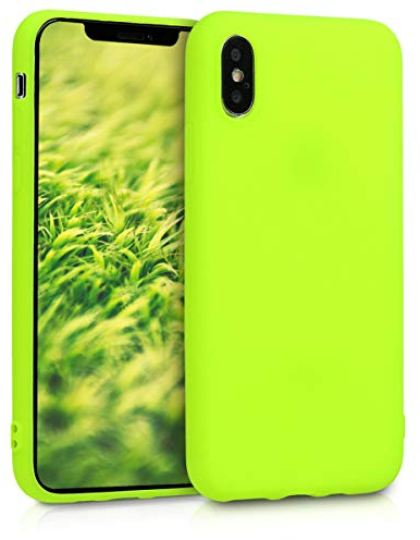kwmobile Custodia Compatibile con Apple iPhone XS Cover - Back Case per Smartphone in Silicone TPU - Protezione Gommata - giallo fluorescente