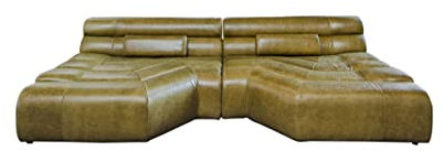 KAWOLA Big Sofa XXL Couch mega Sofa Tara Leder Velvet Vintage Wohnlandschaft mit Kissen Fernsehcouch große Sitzfläche 286x75x148cm Olivgrün