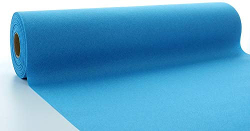Mank Airlaid Tischläufer 40 cm x 24 m | Tischdecken-Rolle stoffähnlich | praktische Einmal-Tischdecke | 1 Stück | (Aquablau)