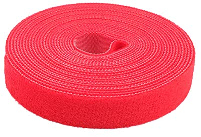 LKXHarleya 20 Mm × 5 M Roter Wiederverwendbarer Kabelbinder, Klettband-Kabelbinder, Doppelseitiges Klebeband, AufnäHer Und Bandrolle