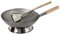 AAF Nommel ®, Wok Set, Pfanne 35 cm Ø runder Boden Carbon Stahl für Gasherd und Induktion Mulde + Wok Spahtel Edelstahl 43 cm lang mit Holzgriff + Wok Ring