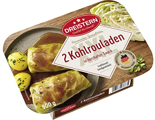 DREISTERN Kohlrouladen 900g I Mit würziger Fleischfüllung in Sauce I Herzhaftes Fertiggericht in Mikrowellenschale I Lange Haltbarkeit dank natürlicher Konservierung I Hausmacher Qualität