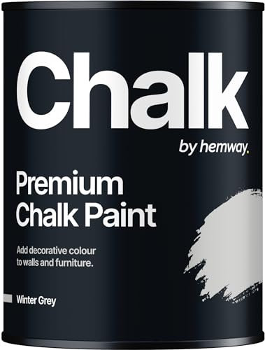 Hemway - Premium Chalk Paint - Winter Grey 1 L | Chalky Matt Shabby Chic Finish for Interior Furniture & Walls | Quick Dry & 1 Coat
