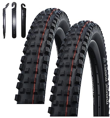 2 x Faltreifen Schwalbe Reifen Magic Mary Super Trail ADDIX Soft EVO Snakeskin TLE Schwarz 70-584 (27.5 x 2.80) inkl. 3 Reifenheber