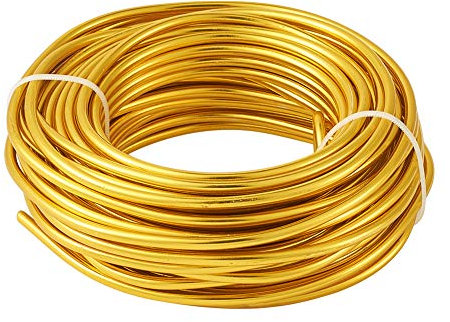 Beadthoven 6 Gauge (4mm) Gold Aluminum Craft Wire 52 FT Bendable Flexible Metal Beading Wire for Jewelry Making Wrapping Floral Sculpting