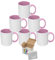 MR.R Tasses à café vierges de sublimation de 11 oz, tasse de tasse blanche vierge avec intérieur et poignée de couleur rose, lot de 6