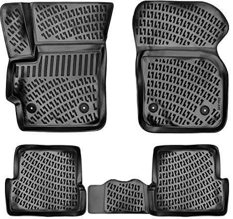 Rizline Passgenau 3D Fussmatten Auto Kompatibel mit Mazda 3 1. Gen 2003-2009 Auto Zubehör 1. Und 2. Reihe Gummimatten Autos TPE Allwetter Geruchlos rutschfest Vorne und Hinten Schwarz