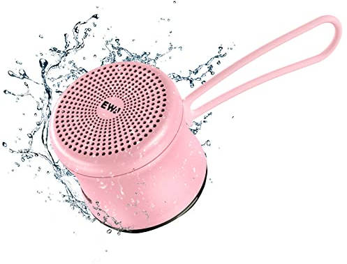 EWA A119 Mini Bluetooth Lautsprecher mit Umhängeband, Kleiner Lautsprecher mit Bassstrahler, IPX7 Wasserdicht, Winzig, aber Leistungsstark, Drahtloser Metalllautsprecher für Zuhause, Büro, usw. (Pink)