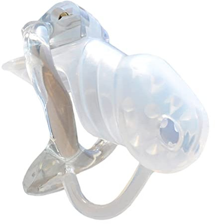 JPGeil Silikon Harz Keuschheitskäfig mit Spikes Herren kurzer Mini-Keuschheitsgürtel HT Peniskäfig CBT Folter Cock Cage Mann SM Bondage Sexspielzeug (Transparent-S-46mm)