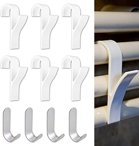 Ganci per Termoarredo Bagno-6 pezzi Appendini per Termoarredo e 4 pezzi Ganci Adesivi per Asciugamani in Acciaio Inox Ganci Portasciugamani Bagno/Gancio Scaldasalviette