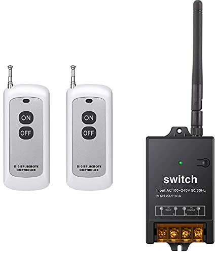 dstfuy Interruttore con telecomando 220v,con 984 FT a lungo raggio relè AC 220 V/230V/240 V/40 A,interruttore remoto RF per pompa dell'acqua ad alta potenza, motore, apparecchiature