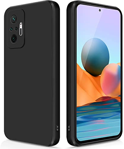 GiiYoon Hülle Kompatibel mit Xiaomi Redmi Note 10 Pro/Note 10 Pro Max, Hochwertiges Liquid Silicone Case, Rundumschutz Handyhülle, Kratzfestes Weiches Mikrofaserfutter- Schwarz