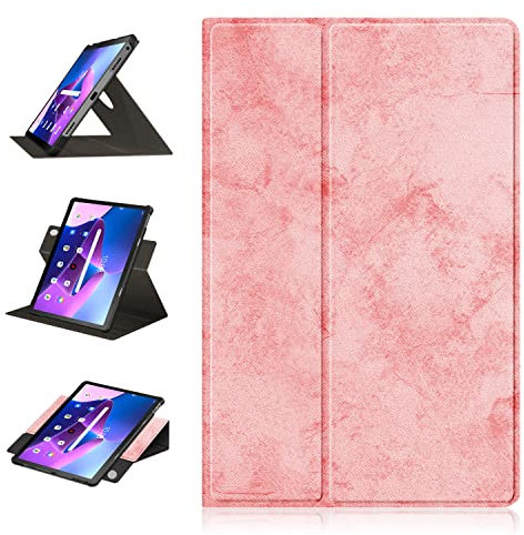 TOPCASE Estuche Giratorio 360º para Lenovo Tab M10 Plus (3rd Gen) 10.6 2022 TB-125F/TB-128F,Funda con Función Soporte y Portalápices y Auto Sueño/Estela,Rosado
