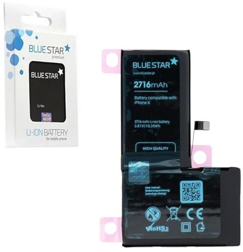 Blue Star Integrierter Premium-Lithium-Ionen-Akku Batterien, hervorragende Lebensdauer und zuverlässig, 3,81 V 2716 mAh, für Apple iPhone X