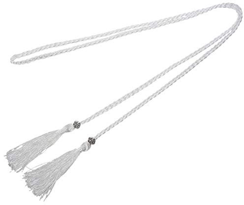 Woven Bommel Gürtel Schleife verziert Taille Kette Taille Seil Weiß, weiß, One size