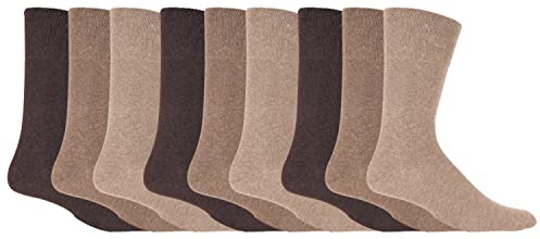 Gentle Grip 9 Pairs Men's Non Elastic Cotton Socks - Soft, Loose Top Socks | Diabetic Friendly