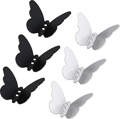 6 ganci appendiabiti a farfalla, ganci da parete in acciaio inox 304, ganci decorativi, impermeabili, resistenti all'umidità, per il fai da te, per il bagno, la cucina, la camera da letto