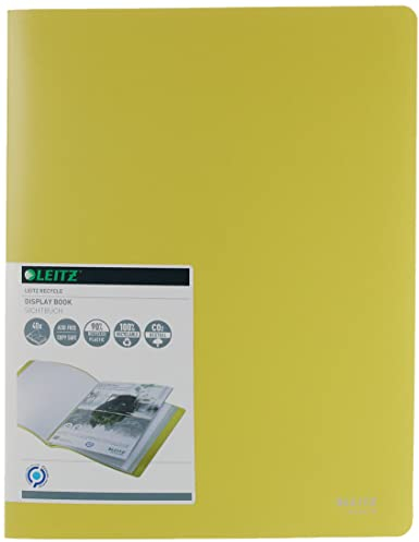 Leitz Recycle Sichtbuch A4, 10er Pack, Mit 40 Fächern für die Dokumentenablage, Premium-Qualität, 100 Prozent recycelbar, Umweltfreundlich, Recycle Serie, Gelb, 46770015