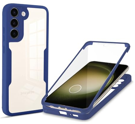 360 Grad Hülle Kompatibel mit Samsung Galaxy S23 | Handyhülle mit eingebautem Displayschutz für Galaxy S23 | Blau